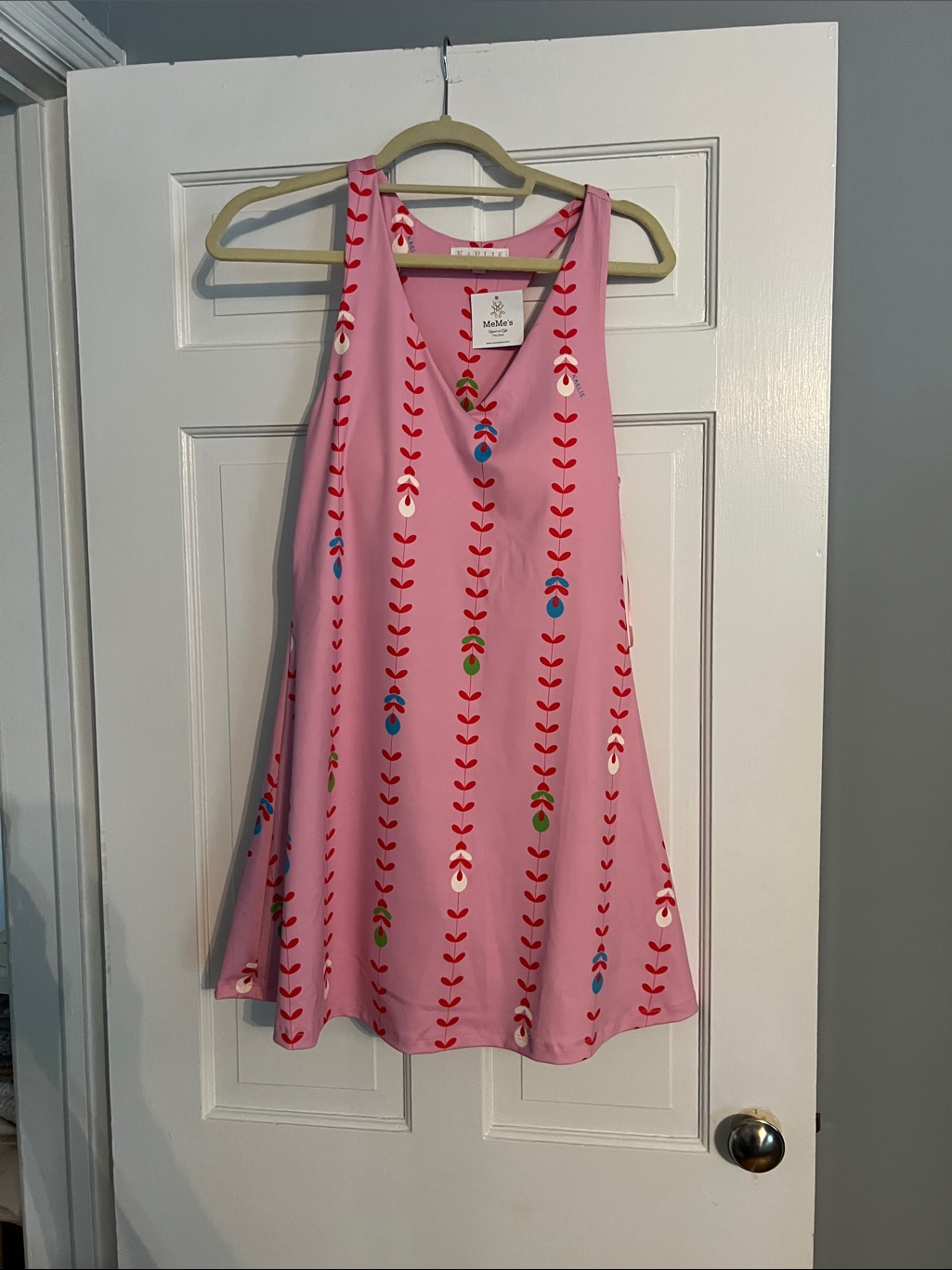 Karlie Pink Sleeveless A-Line Dress With Multicolor Motifs